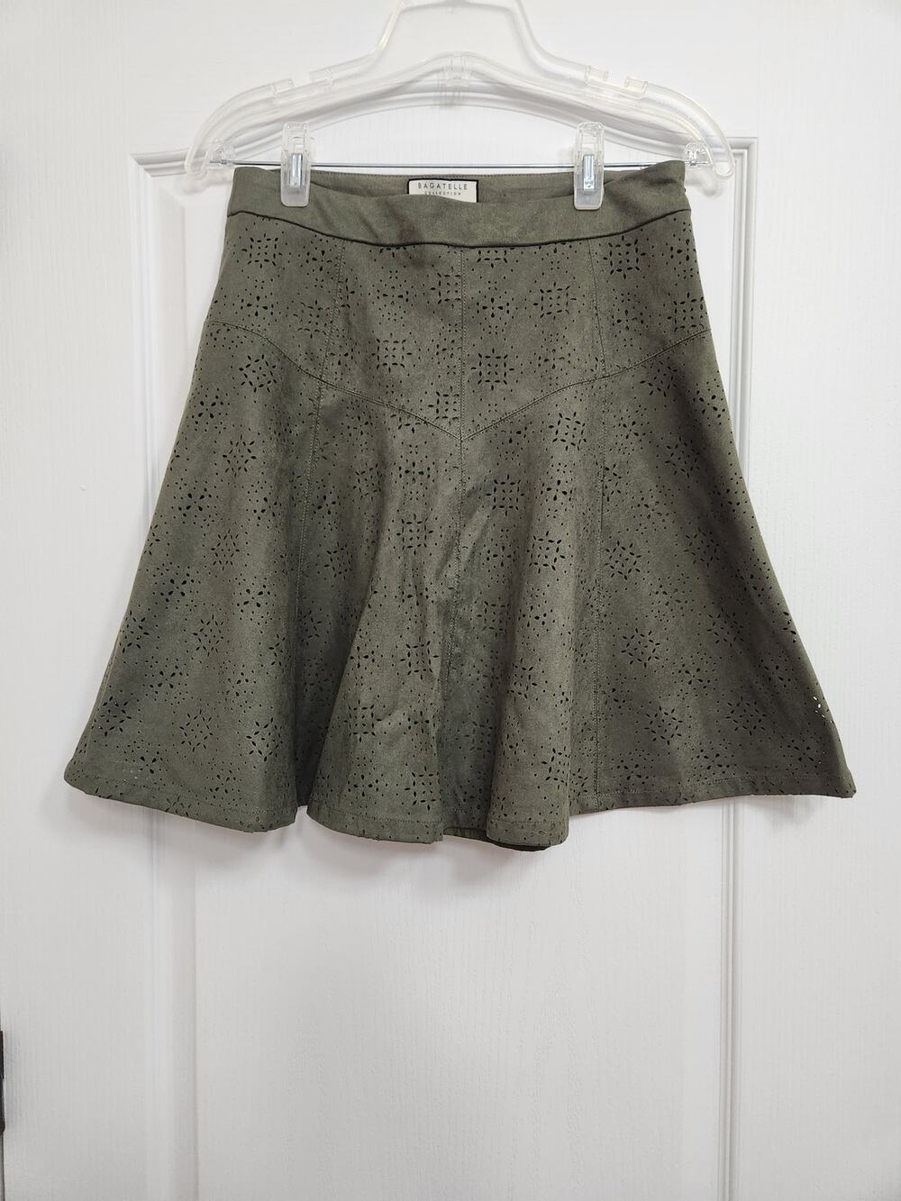 NWT Bagatelle Faux Suede eyelet women's skirt size Small